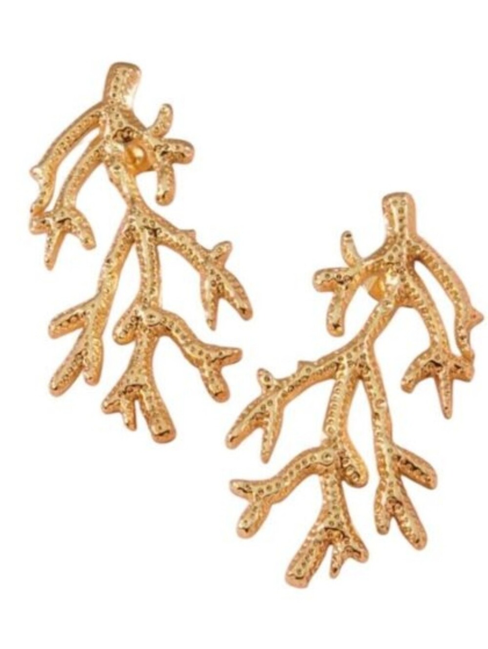 New!  Gold Coral Branch Drop Earrings 18k Gold Plated • NWOT